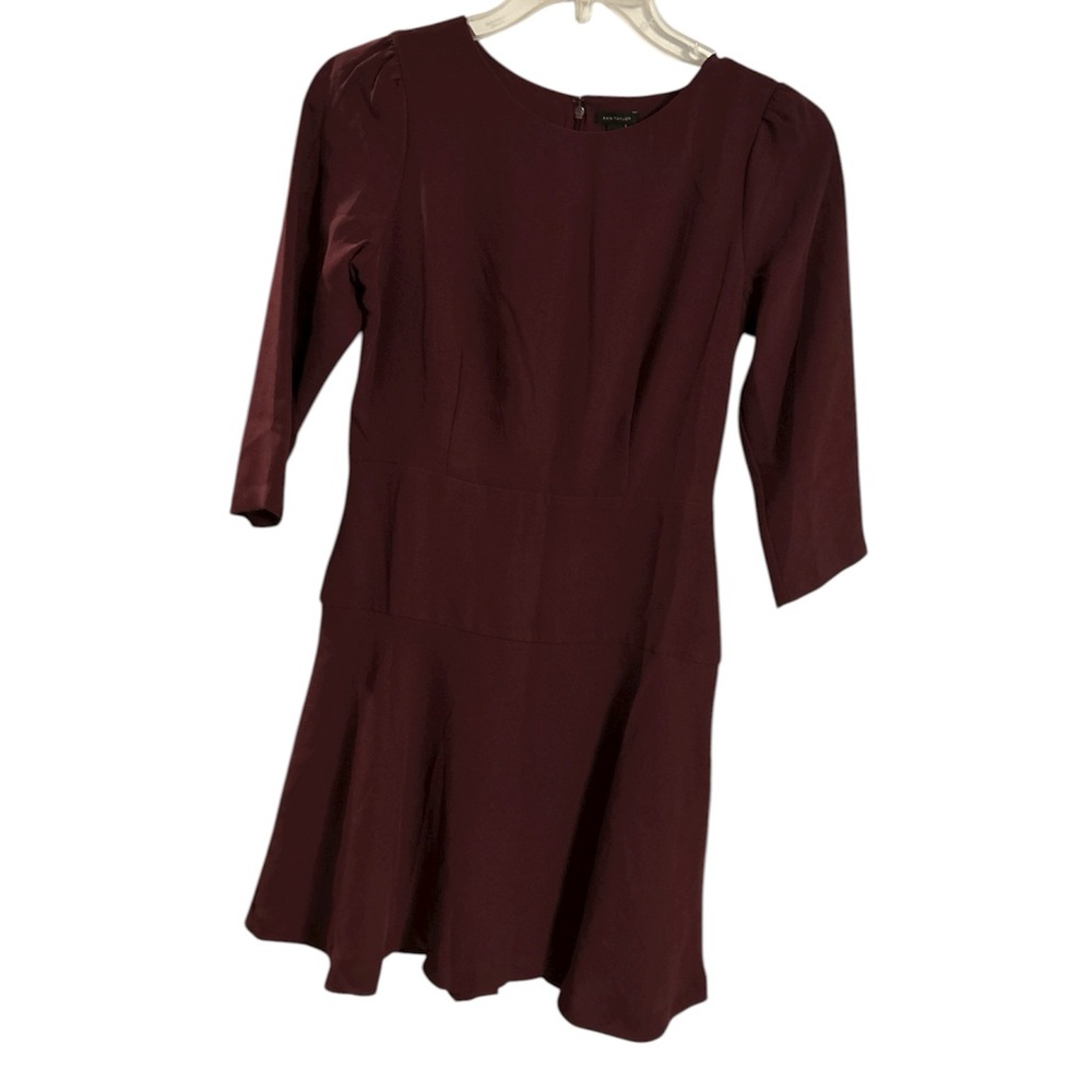 Ann Taylor Burgundy Dress 3/4 sleeves size 2 NWT